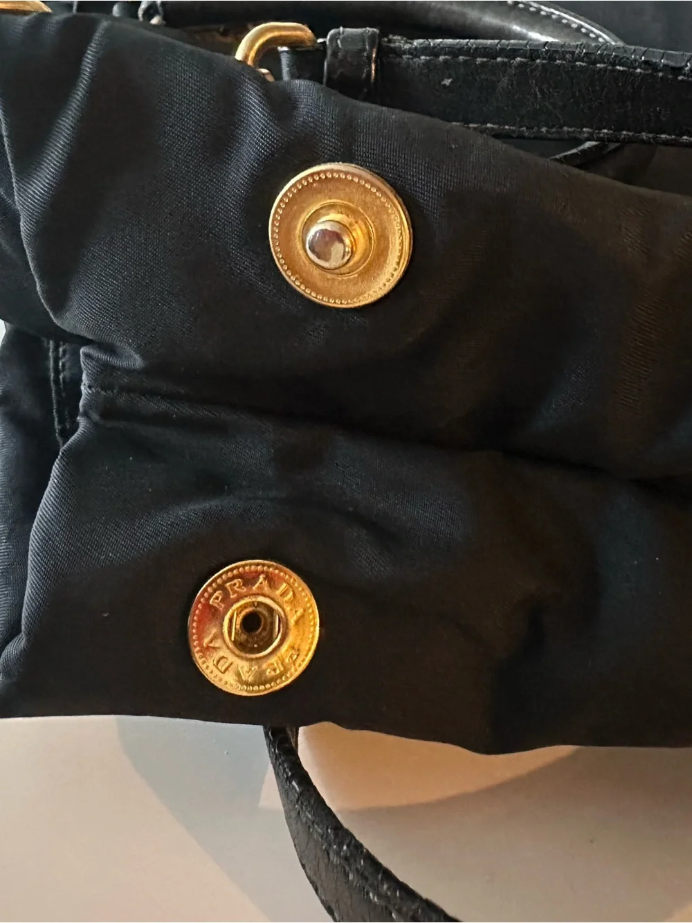 Prada Black Nylon Tessuto Shoulder Bag Satchel Gold Hardware